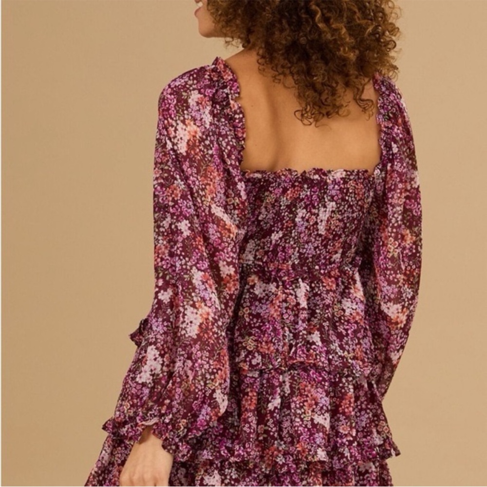 Altar'd State Babydoll Burgundy Floral Smocked Dress NWT
